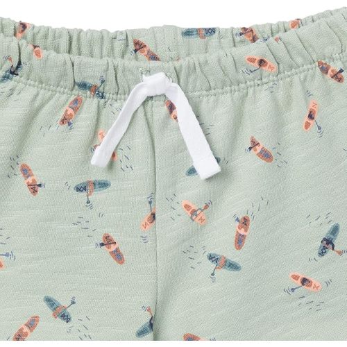 Modern Moments by Gerber Baby Boys' Ribbed 4-piece Sleevless Bodysuit & French Terry Short Set (12 M, green/navy or tan/blue)