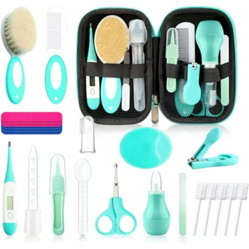 Baby Healthcare and Grooming Kit for Newborn Kids, 24PCS Upgraded Safety Baby Care Kit, Newborn Nursery Health Care Set, Baby Care Products, Green