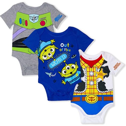 Disney Toy Story Woody, Green Aliens & Buzz Boys’ 3 Pack Bodysuit Costume for Newborn and Infant – Green/Navy/White - Multi - 9 Months