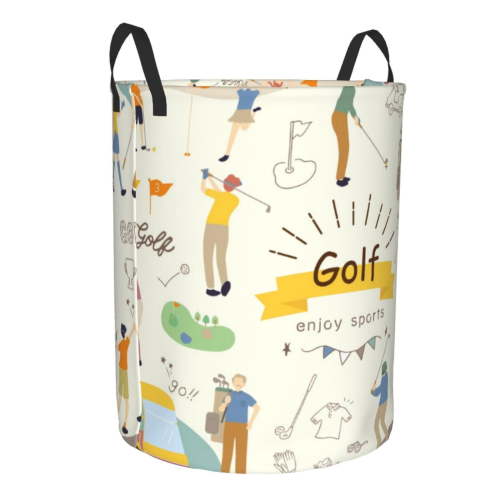 Cauagu Golf Icons And Golfer for Laundry Basket,Collapsible Organizer Basket for Storage Bin Toy Bins Gift Baskets Bedroom Clothes Children Nursery Hamper -