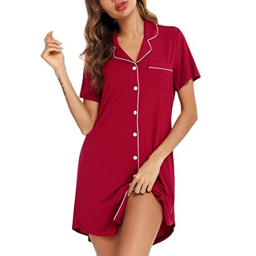 Leikar Maternity Nightgown For Women Nursing Pajamas Long Sleeve Sleepshirt