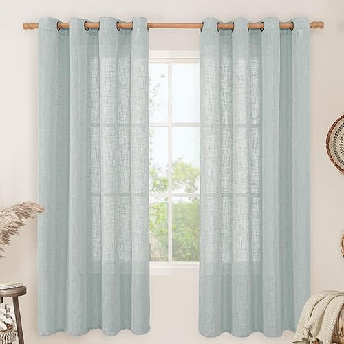 Linen Blend Curtains - 72 in, 2 Panels,Greyish Blue