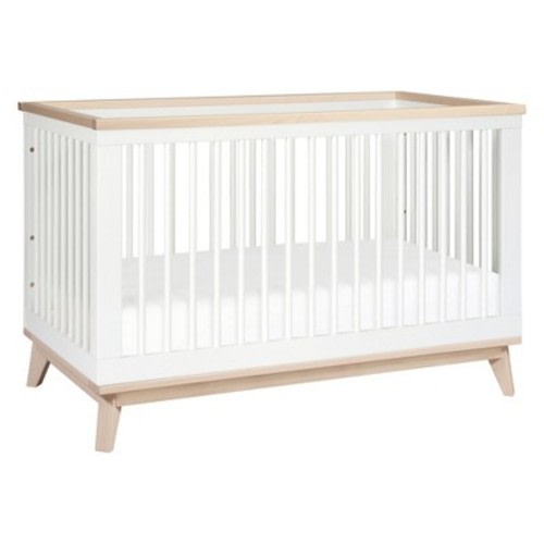 Babyletto Scoot 3-in-1 Convertible Crib with Toddler Rail, Color: White/Washed Natural