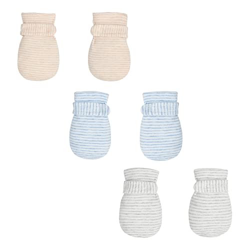 Newborn Baby No Scratch Mittens Stay On, 100% Cotton Breathable, Adjustable Infant Gloves for Baby Boys Girls Mittens