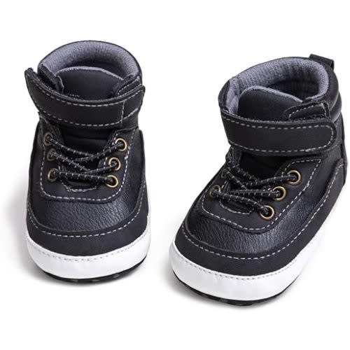 Meckior Toddler Baby Boys Girls High Tops Ankle Sneakers Soft Anti-Slip Sole PU Leather Moccasins Infant Newborn Prewalker First Walking Crib Shoes
