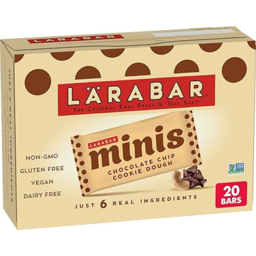 Larabar Chocolate Chip Cookie Dough Mini Bars, Gluten Free Vegan Bar, 20 ct