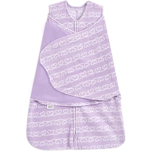 HALO Micro-Fleece Sleepsack Swaddle, 3-Way Adjustable Wearable Blanket, TOG 3.0, Heartline, Newborn, 0-3 Months