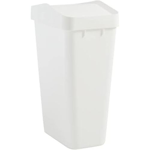 Rubbermaid Swing Top Waste Container for Home and Kitchen, Easy Access Disposal and Slim Modern Trash Can with Lid, 12.2 Gallon Capacity, White