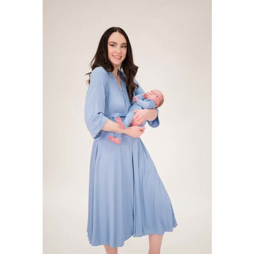 Lila Labor Postpartum Gown in Periwinkle Blue