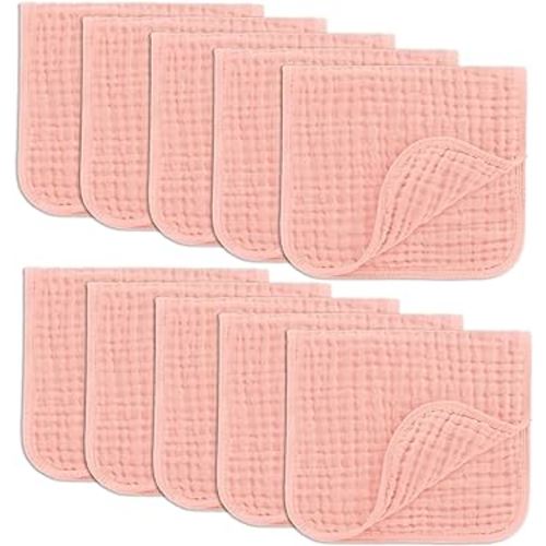 Comfy Cubs Muslin Burp Cloths Set Large 100% Cotton Hand Washcloths for Babies, Baby Essentials 6 Layers Extra Absorbent and Soft Boys & Girls Baby Bibs & Burp Cloths Set (Lace, 10-Pack, 20" X10")