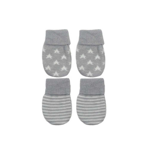 NYGB Knit Star and Stripe Scratch Mitten 2 Pack Newborn - Cloud — buybuy BABY