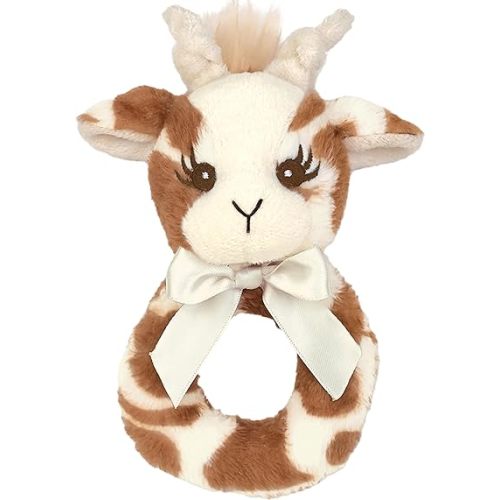 Bearington Collection Baby Lil' Patches, 5.5 In Giraffe Plush Stuffed Animal Baby Rattle, Newborn Toys Gift