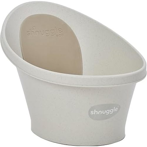 Shnuggle ECO Newborn Baby Bath | Recycled Material with Built-in Support Bump and Soft Backrest | Suitable from Newborn | Includes Water Plug | Cookies and Cream Colour | Beige Taupe Speckled