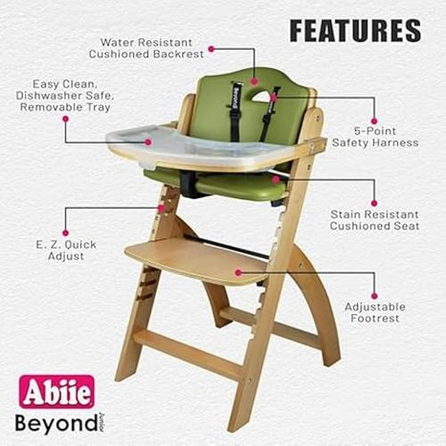 Abiie Beyond Junior Wooden High Chair with Tray