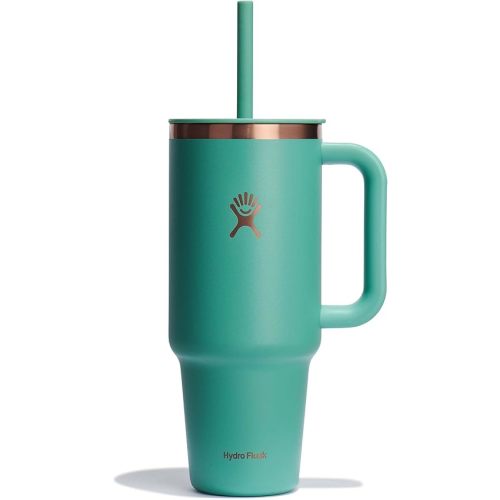 Hydro Flask 40 Oz Travel Tumbler with Handle, Lid and Straw - Insulated Stainless Steel in Thyme Rose Gold