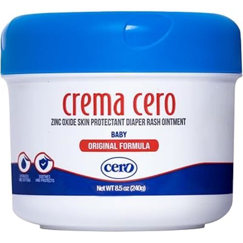 Crema Cero Diaper Rash Cream for Baby With Zinc Oxide – High-Strength Diaper Cream for Quick Relief and Protection – Hydrating and Soothing Baby Balm – 8.5 oz