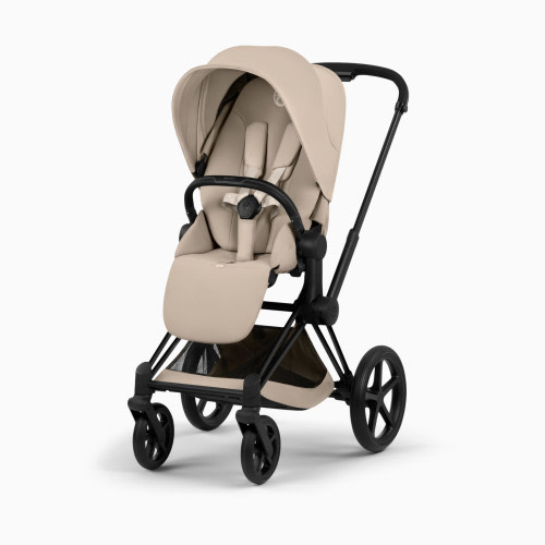 Cybex Priam Comfort Stroller - Matte Black Frame/Cozy Beige Lux Seat