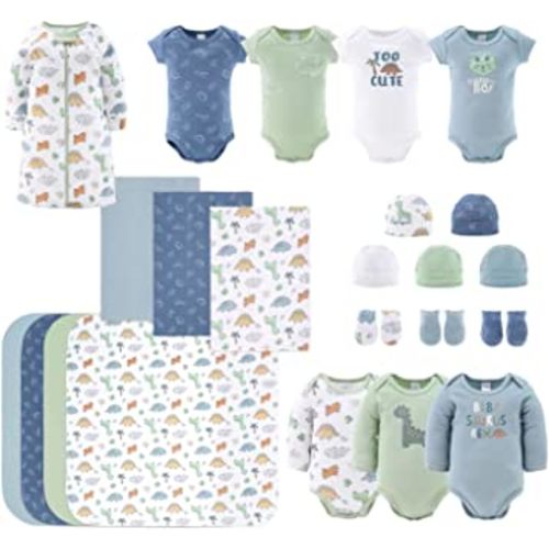 The Peanutshell Newborn Clothes & Accessories Set for Baby Boys - 23 Piece Layette Gift Set - Fits Newborn to 3 Months - Dinosaur
