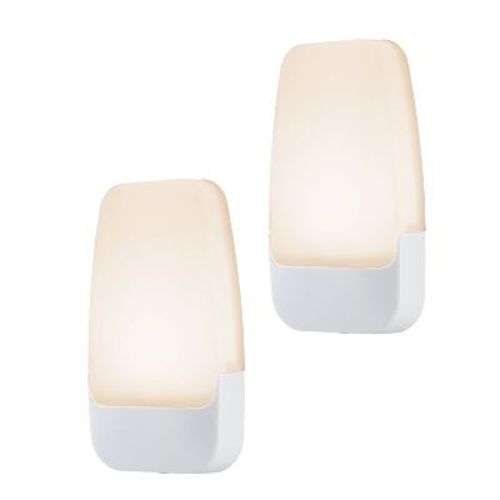 Energizer 2pk Led Contemporary Night Lights: Plug-in Wall Nightlight, Electric, White, All Ages, No Assembly Required