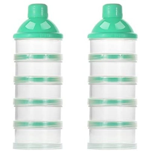 Accmor Baby Milk Powder Formula Dispenser, Non-Spill Smart Stackable Baby Feeding Travel Storage Container, BPA Free, 5 Compartments, 2 Pack