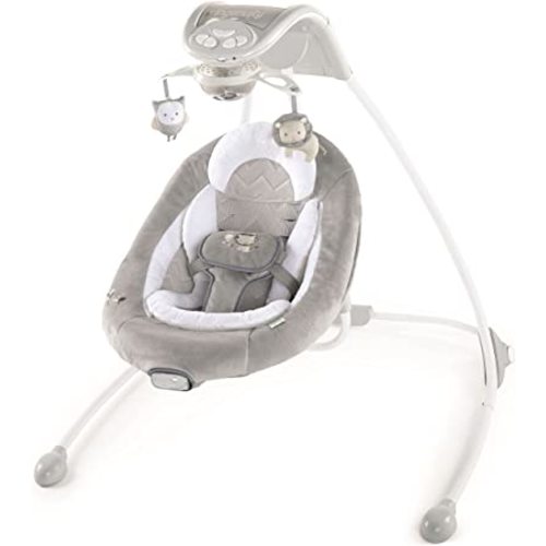 Ingenuity InLighten Baby Swing - Cool Mesh Fabric, Vibrations, Swivel Infant Seat, Nature Sounds, Light Up Motorized Mobile - Braden