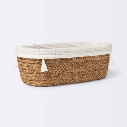 Natural Weave Oval Storage Bin with Waffle Weave Liner - Cloud Island™, Color: Cream