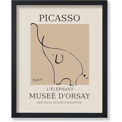 Poster Master Vintage Poster - Retro Elephant Print - Line Drawing Art - Sketch Wall Art - Gift for Boys & Girls - Cute Wall Decor for Bedroom, Kid's Room or Nursery - 8x10 UNFRAMED Wall Art