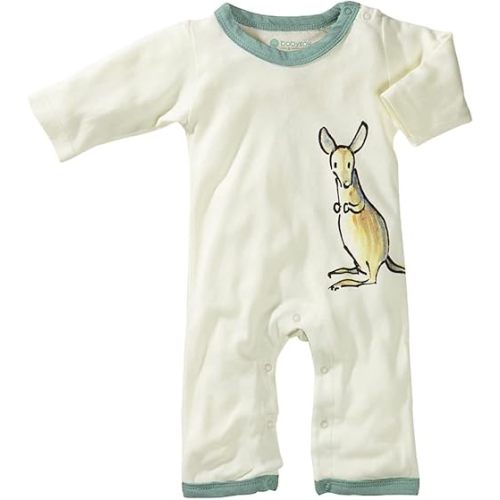 Babysoy Newborn Baby Unisex Organic Long Sleeve Animal Print Toddler One Piece Bodysuit Coverall