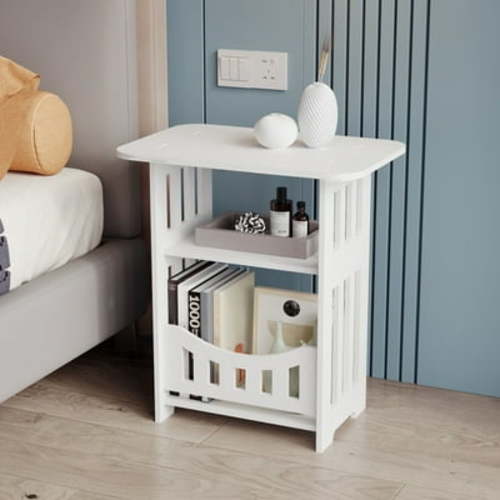 Clearance! Djunllk Night Stand - White Small Side Table with Open Storage, Small End Table, Bedside Table for Living Room, Bedroom, Office, Home Workshop