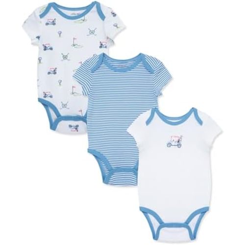 Little Me baby-boys 3-pack 100% Cotton Scratch Free Tag Onesies