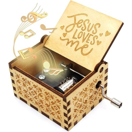ukebobo Wooden Music Box - Jesus Loves Me Music Box, Gifts for Christian, Woman, Kids - 1 Set(01)