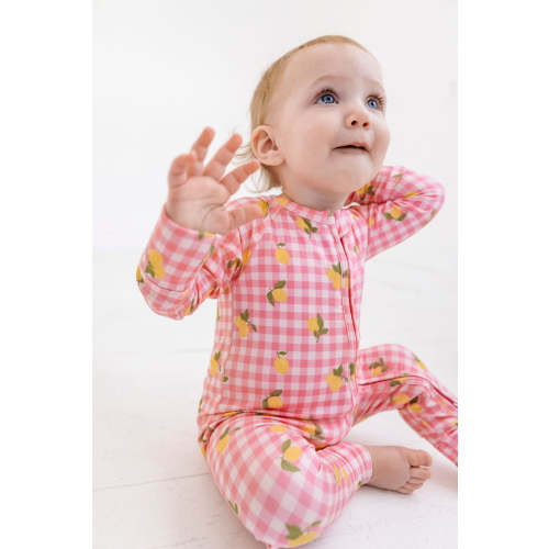 Lemon Gingham Zipper Romper