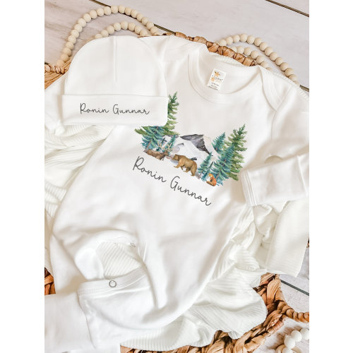 Woodland animals baby boy coming home outfit newborn boy coming home outfit baby boy going home outfit boy baby boy gift newborn boy outfit