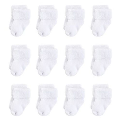 Touched by Nature Baby Organic Cotton Socks, White Terry, 0-6 Months