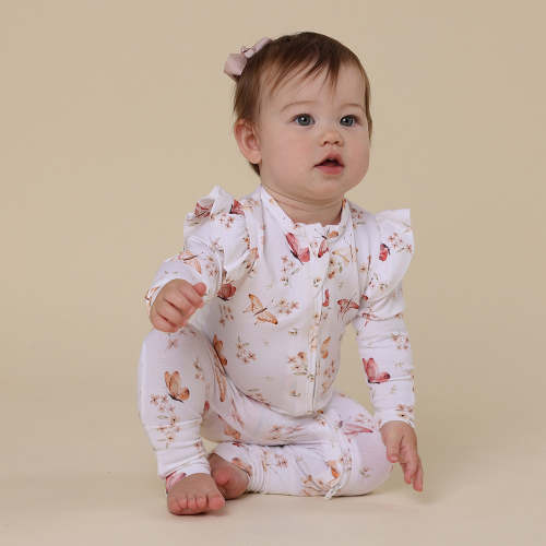 Butterfly Organic Baby Snugglesuit Convertible Romper | Snuggle Hunny