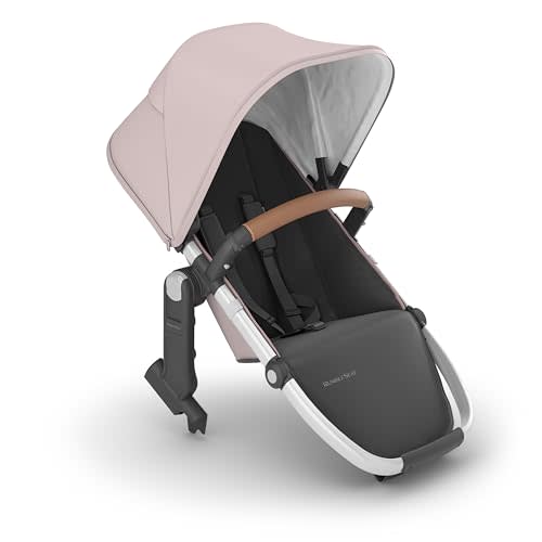 UPPAbaby RumbleSeat V2+ Second Lower Seat/Compatible with Vista V2 and Vista V3 / Adapters, Bumper Bar, Bug Shield Included/Alice (Dusty Pink/Silver Frame/Saddle Leather)