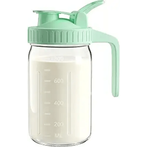 32oz Breast Milk Pitcher with Lid – Leak-Proof & Airtight Glass Storage Container, Breastfeeding Essentials for Breastmilk, Wide Mouth Mason Jar Pitcher, Fast Formula Maker