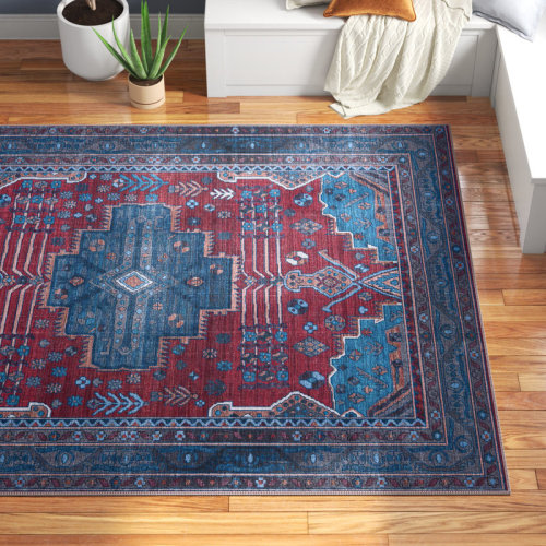 Langley Street® Guthridge Oriental Area Rug in Red/Blue & Reviews | Wayfair