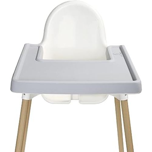 Highchair Grippy Coverall Placemat, Compatible with IKEA Antilop, Highchair Accessories, Wipeable, Silicone Placemat for Highchair Tray (Gray)