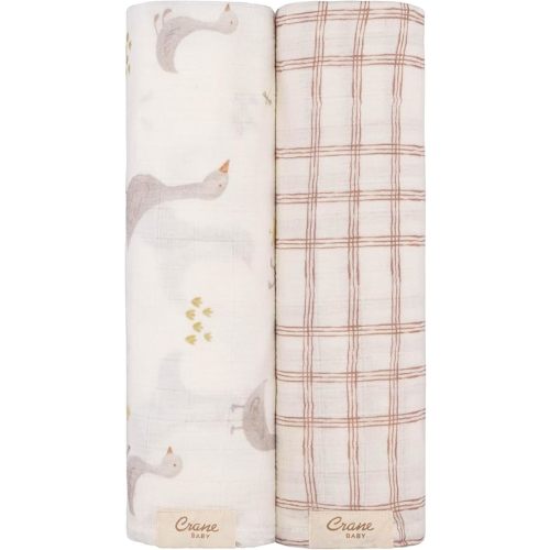 Crane Baby Charlie 2-pc. Farmhouse Tractor Dot Swaddle Set, 100% Cotton Muslin Swaddle for Newborns, Baby Boy Blanket Neutral, Infant Receiving Blankets for Boys, Rustic Farm Nursery Decor