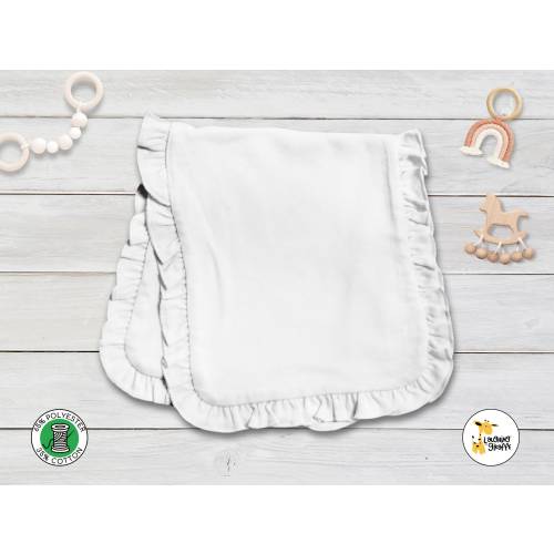 Baby 2-PLY Blank Burp Cloth w/ Ruffle Trim - Super Soft - Personalize-Custom-Sublimation-Embroidery- Screen Printing - Laughing Giraffe
