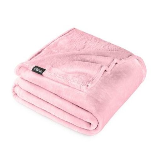 Light Pink Microplush Throw Fleece Blanket by Bare Home