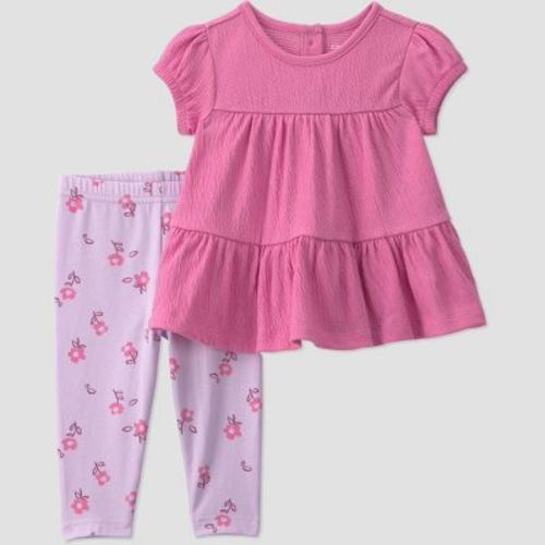 Carter's Just One You® Baby Girls' 2pc T-Shirt and Floral Leggings Set - Pink 12M