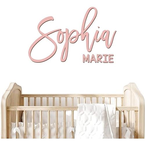 Personalized Name Sign for Nursery - Custom Wooden Baby Name Sign for Kids Room Wall Decor, First & Middle Name, Includes Double-Sided Tape, Wedding signs & Family Name Signs