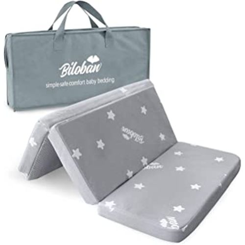 Trifold Pack and Play Mattress Topper 38" x 26" Compatible with Graco & Baby Trend & Dream on Me &Pamo Babe, Waterproof Foldable Playard Mattress, Baby Foam Folding Playpen Mattresses,Gray