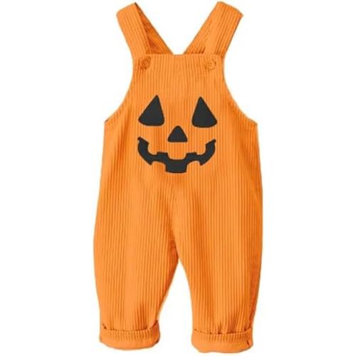 Christmas Halloween Baby Girl Boy Girl Outfit Bubble Orange Red Jumpsuit Rompers Corduroy One Piece Strap Overalls