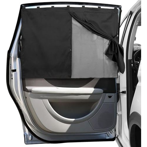 Car Window Shades, Double Layers Magnetic Car Sun Shade for Baby, Blackout/See Through Back Side Window Covers, Car Curtains for Baby in Car UV Protection