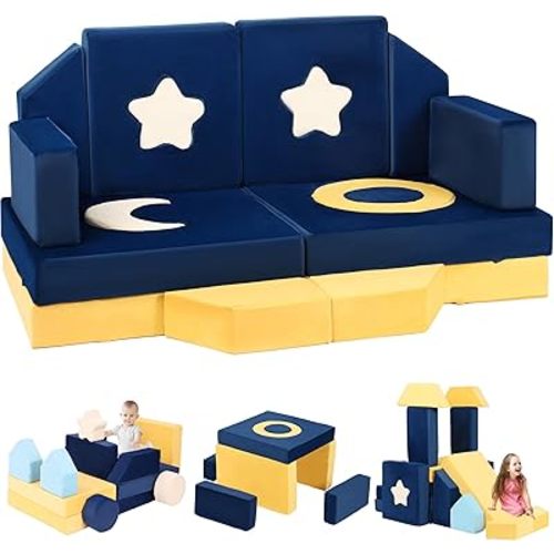 21PCS Modular Kids Play Couch - Universe Theme Toddler Couch Building Fort, Multifunctional Kids Sofa for Toddler to Teenagers, Playroom, Bedroom