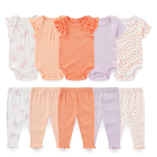 falianni Baby Boy Girl 10 Piece Combined Type Clothing Set Cotton Baby Bodysuits and Pants Set Home Outdoor Infant Clothes
