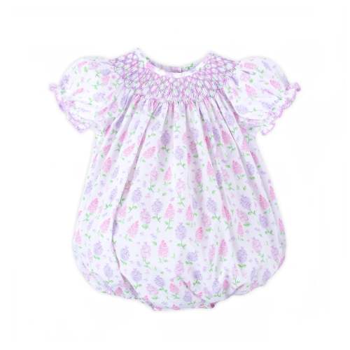 Hydrangea Floral Lavender Smocked Bishop Bubble